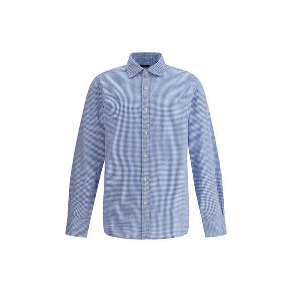 Deperlu Blue Cotton Pattern Men's Shirt